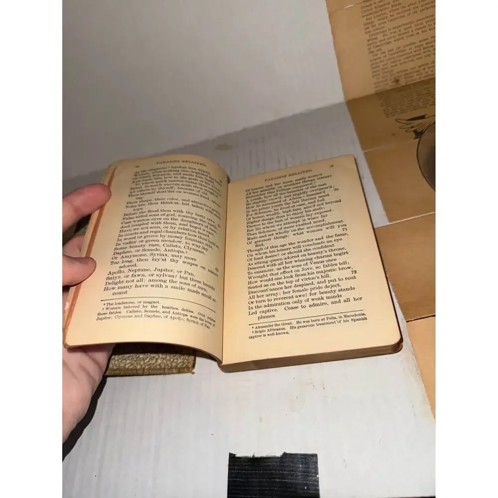 Book Poetical Works of John Milton c.1900  Padded Leather BINDING Colored Milton